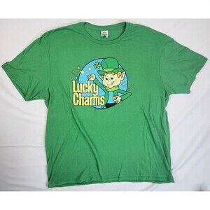 Lucky Charms Delta Soft Tag Mens Crew Neck T Shirt 2XL Green Short Sleeve